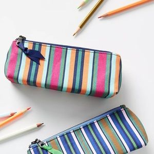 Anthropologie-Anna Spiro Pencil/Cosmetics Pouch-ORANGE MOTIF